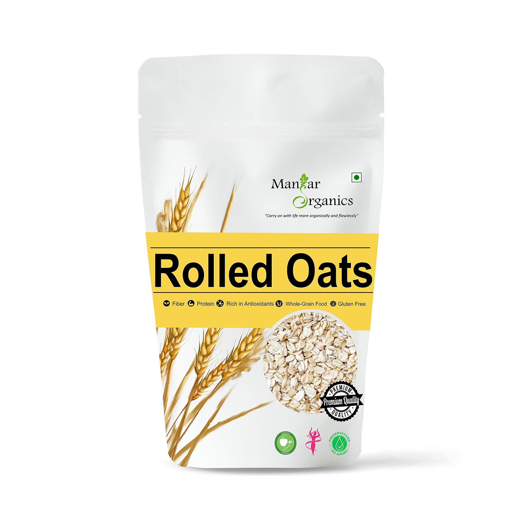 ManHar Organics Fiber rich Rolled Oats 500gm- |Gluten-Free| Weight Management| Diet Food