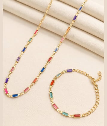 SHANKH-KRIVA Multicolor Metal Necklace Set ( Pack of 2 )