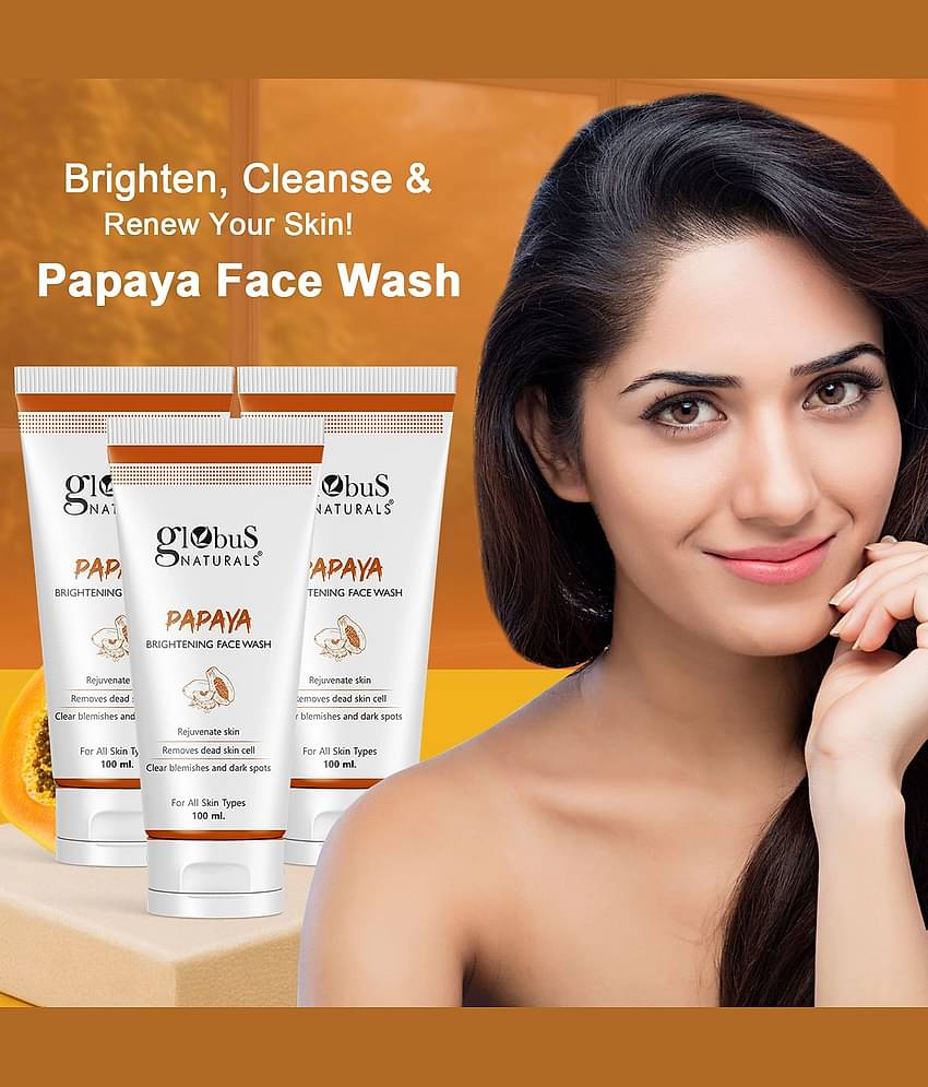Globus Naturals Papaya Face Wash, 100gm (Pack of 3)