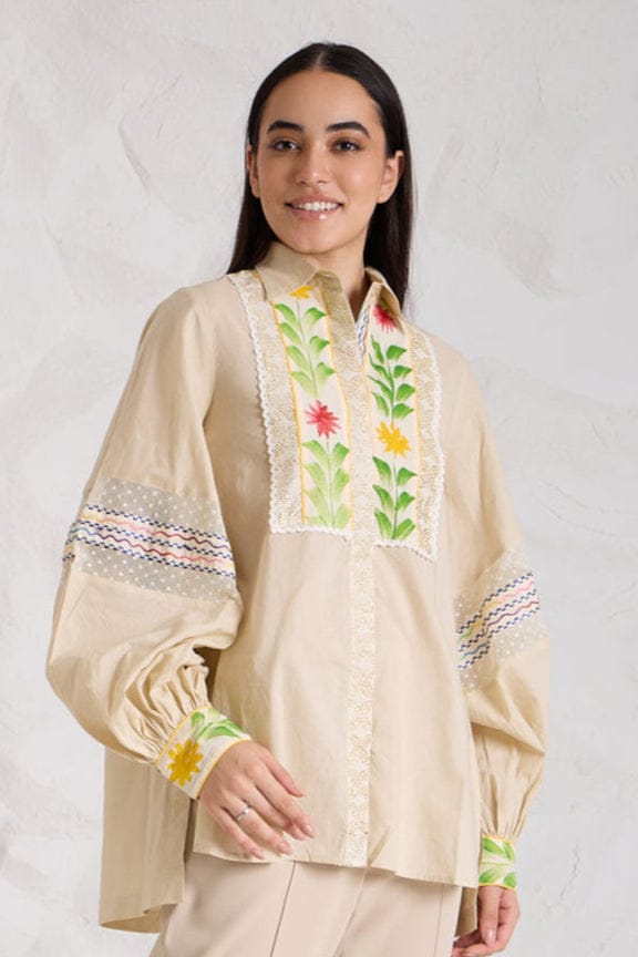 ECRU Cotton shirt-Beige / XXS / Cambric