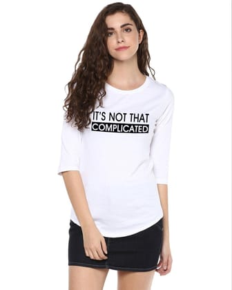Womens 34U Complicated Printed White Color Tshirts-White / Small / 100% Bio Wash Cotton