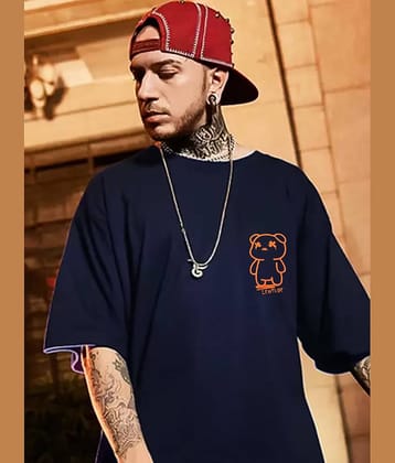 Leotude Pack of 1 Cotton Blend Oversized Fit Men's T-Shirt ( Navy )