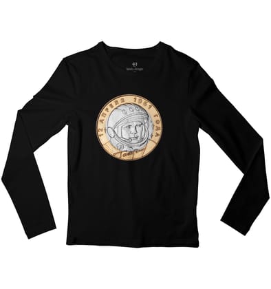 Yuri Gagarin Full Sleeve T-shirt-38 - S / Black