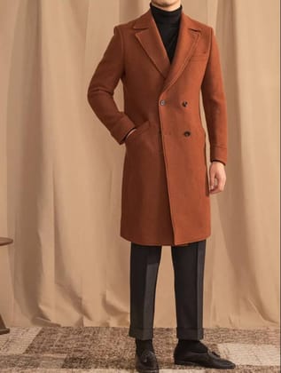 Kingsman Tan Double Breasted OverCoat by Italian Vega® (Latest Edition)-M-38