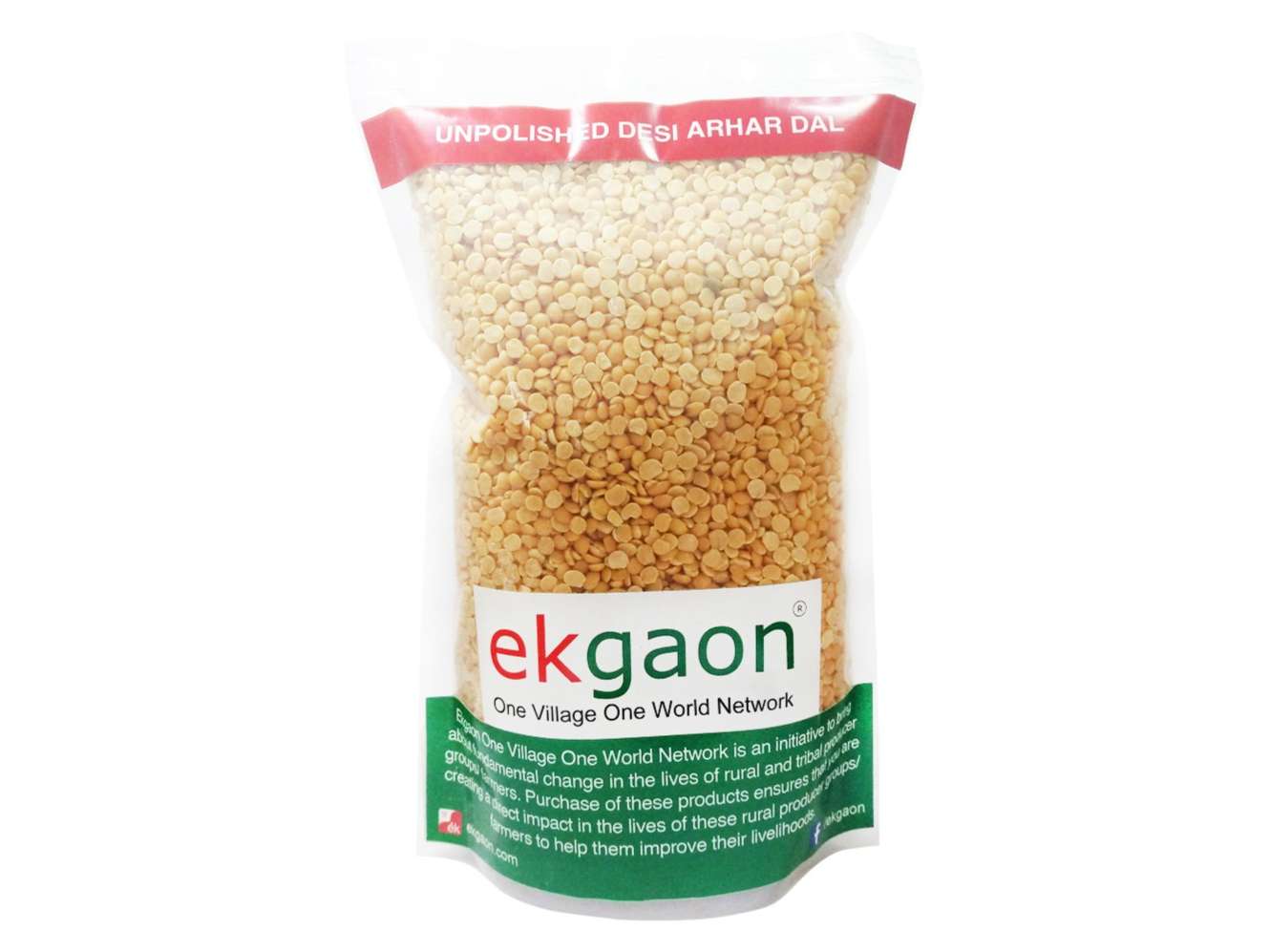 Ekgaon Unpolished Desi Arhar Dal (Split Rahar or Tur or Pigeon Pea) (1Kg)