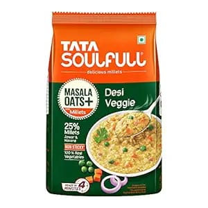 Tata Soulfull Masala Oats+ Tasty Snack With Millets - Desi Veggie, 500 g Pouch