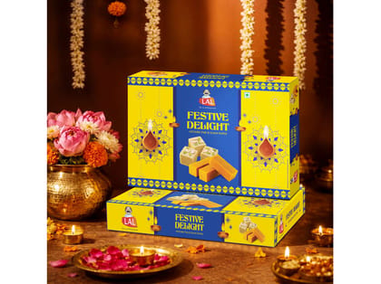 Lal Sweets Festive Delight 400g | Mysore Pak & Soan Papdi 200g Each | Traditional Indian Mithai | Premium Festive Sweet Gift Box | Diwali Celebration 