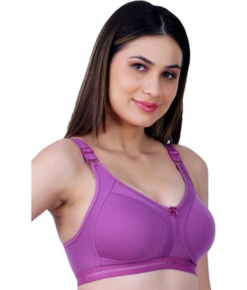 Ladyland Pack of 1 Cotton Blend Non Padded Everyday Bra For Women ( Purple )