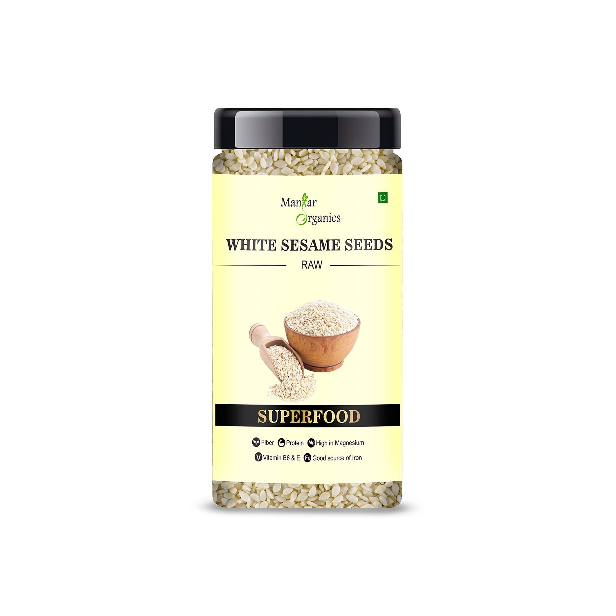 ManHar Organics White Sesame Seeds for Eating 150gm Jar- Safed Til |Healthy Snacking||High in Protein|
