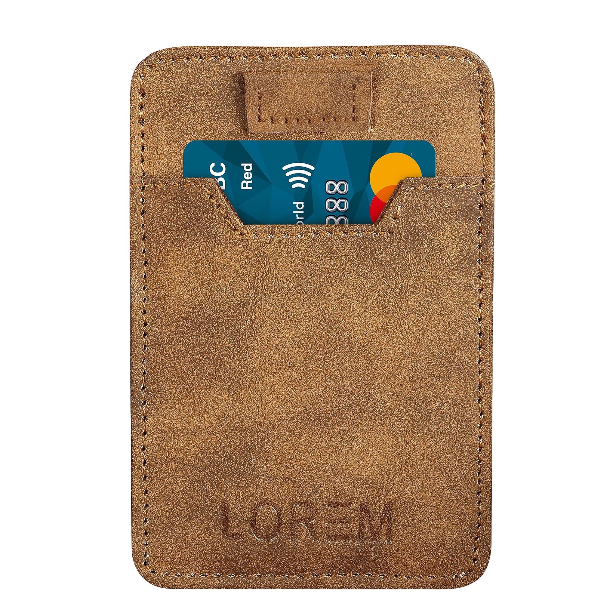 Mini Wallet for ID, Credit-Debit Card Holder & Currency with Strap Puller to Pull Out Card for Men & Women-B
