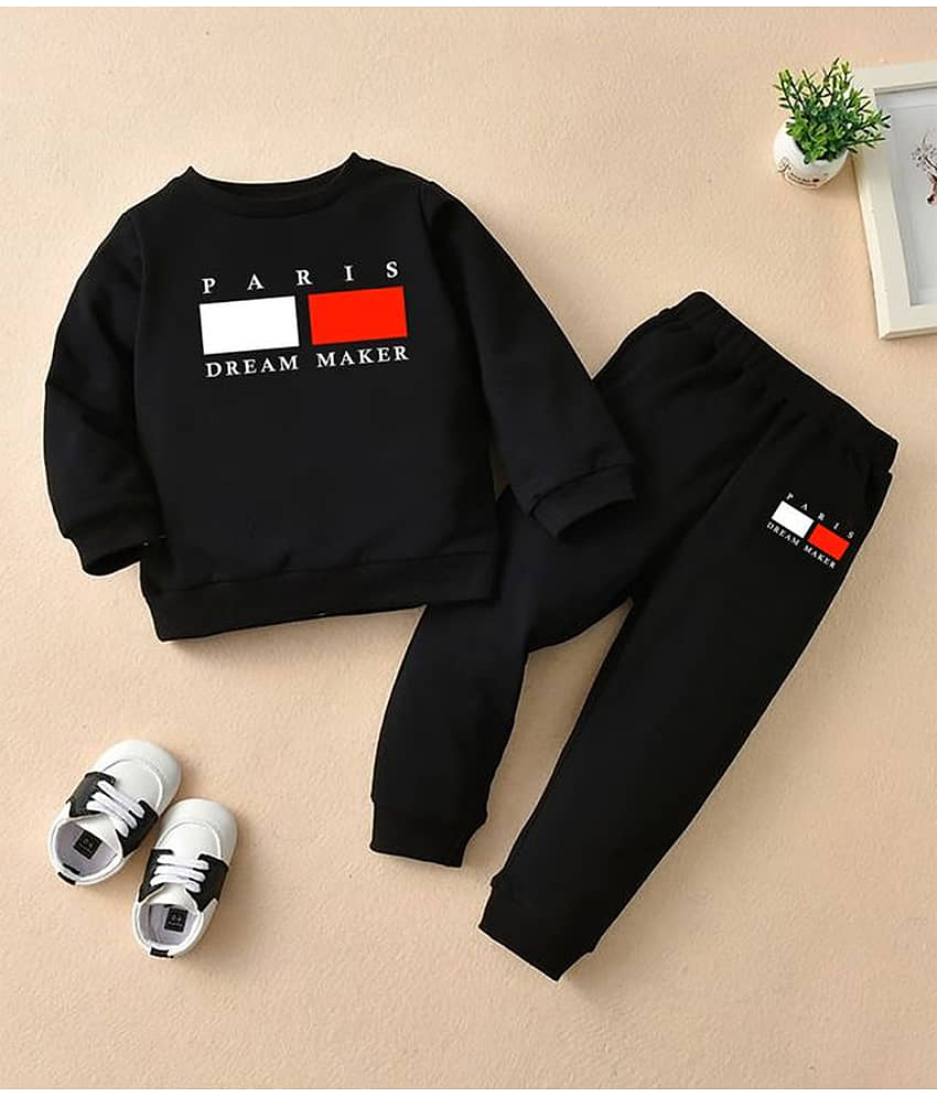 Billyball Pack of 1 Unisex Cotton T-Shirt & Pants Set ( Black )