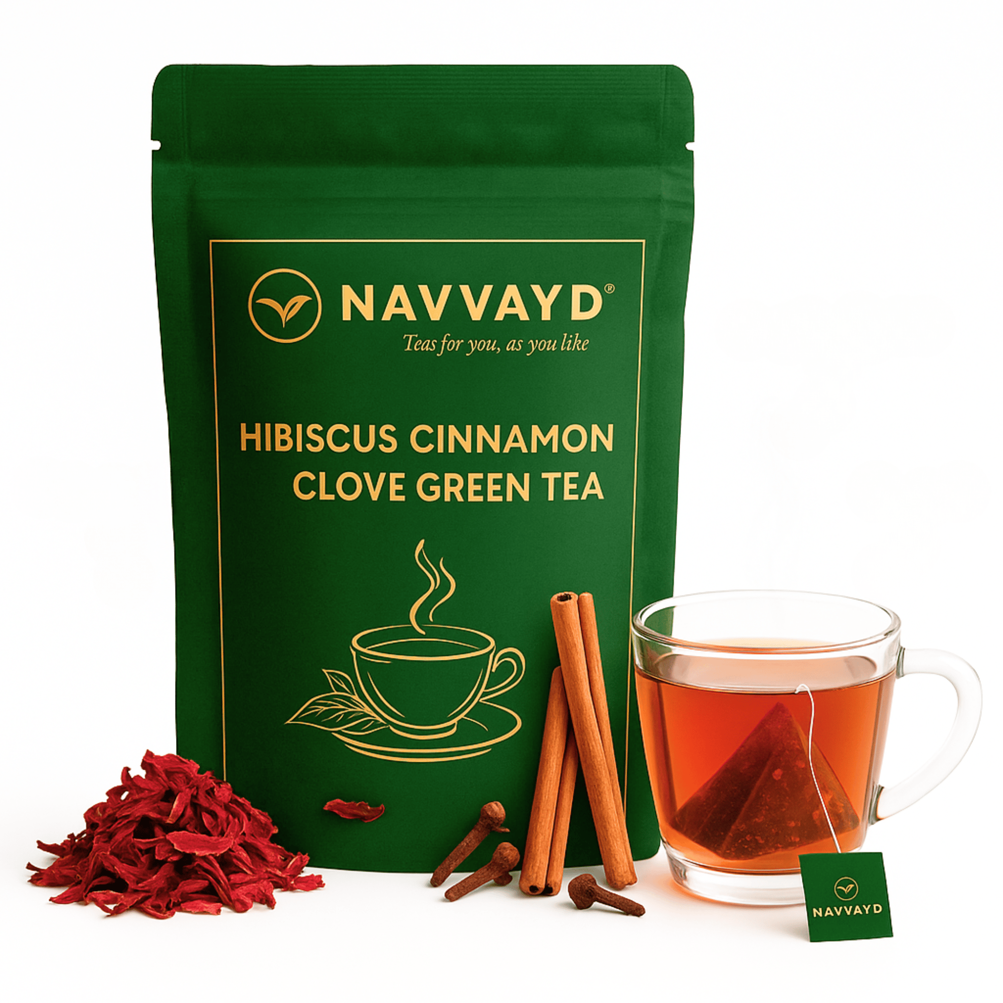 Hibiscus Cinnamon Clove Green Tea - Teabags-25 Teabags