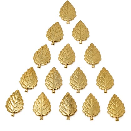MAYAPURI Pure Pital Tulsi Pata | Brass Holy Basil Leaves for Daily Puja & Deity Ornament (Tulasi Patta)  Pack of 12