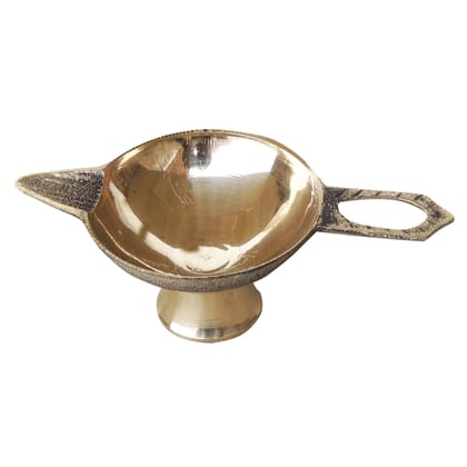 Brass Table Decor Oil Lamp Deepak No. 4  - Large Brass Deepak for Aarti Purpose, Height : 1.7 Inch (FMAS626 E)