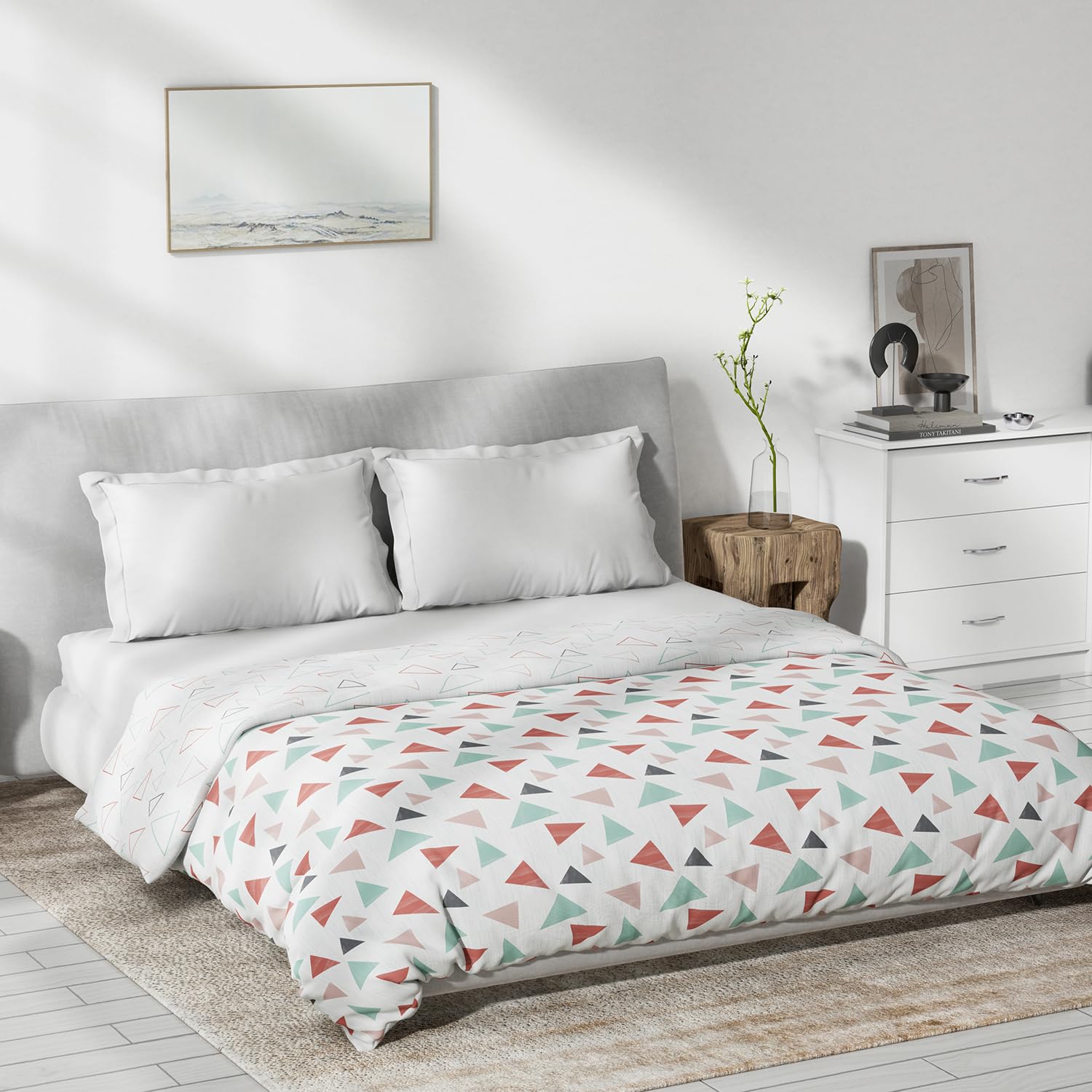DDECOR - Primary Collection 100% Cotton Abstract Pattern VOLTC Queen Dohar |229 CM X 254 CM| - Red