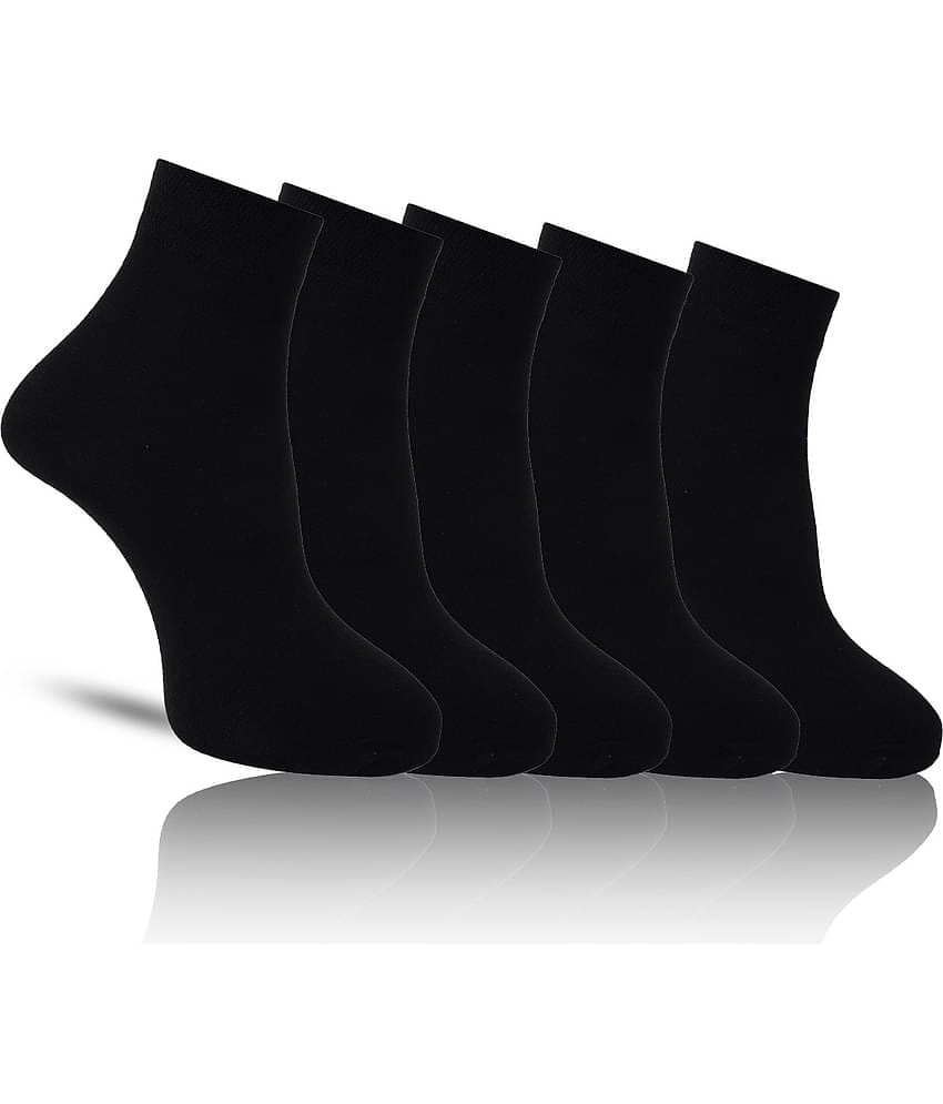 Dollar - Cotton Men's Solid Black Ankle Length Socks ( Pack of 5 )