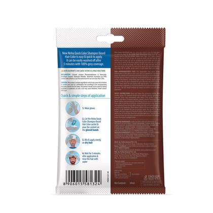 Nisha Quick Hair Color, 5 Minutes Shampoo Hair Colour Dark Brown 20ml Pack of 8, 5 Weeks Long Lasting Hair Colour Shampoo