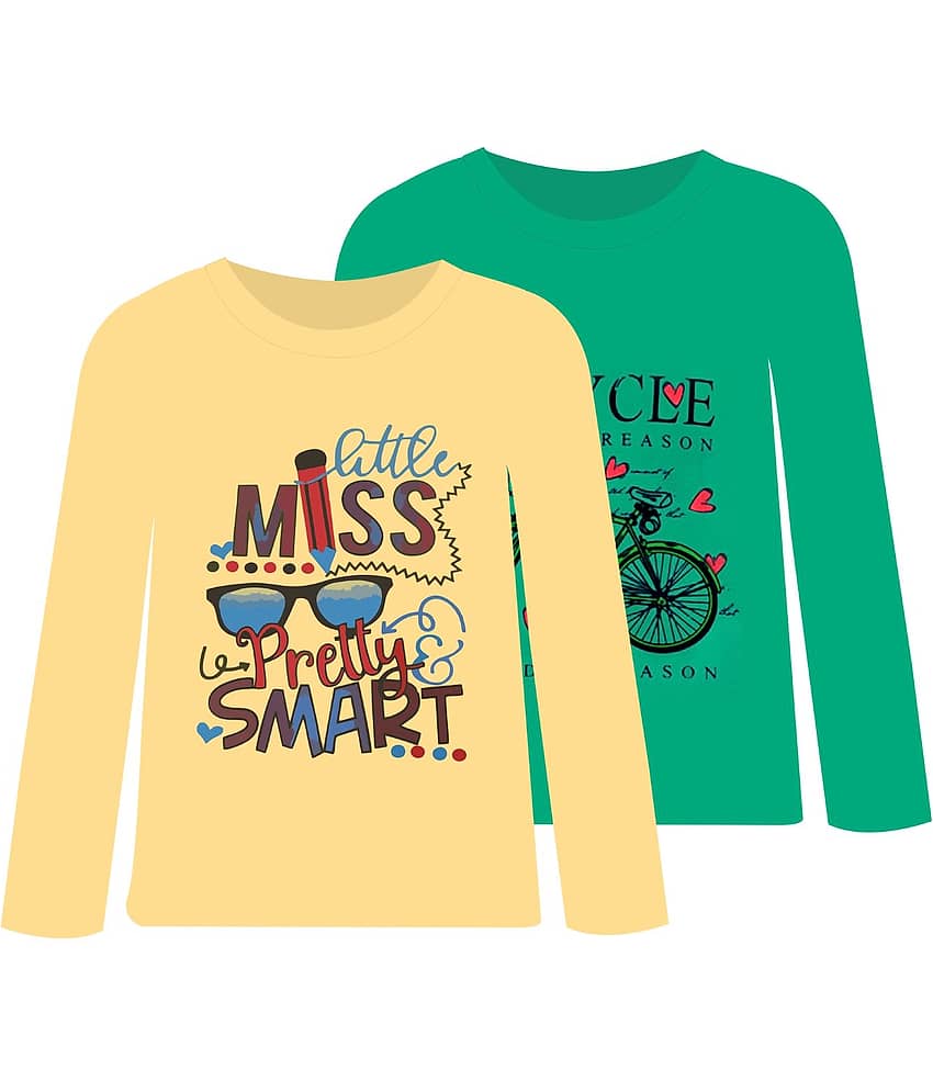 COOLTEES4U Pack of 2 Girls 100% Cotton T-Shirt ( Multicolor )