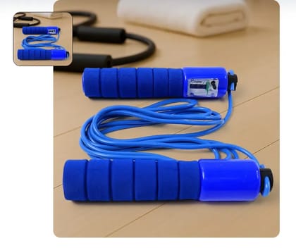 Adjustable Skipping Rope with Digital Jump Counter and Foam Grip Handles (1 Pc)