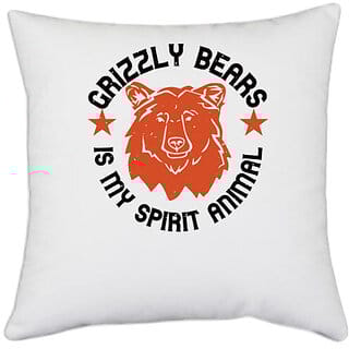 UDNAG White Polyester 'Winter, Bear | grizzly bears is my spirit animal' Pillow Cover [16 Inch X 16 Inch]