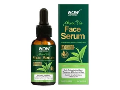 WOW Green Tea Face Serum With Green Tea & Aloe Vera Extracts For Repairing Skin - No Mineral Oil, Parabens, Silicone & Color - 30ml