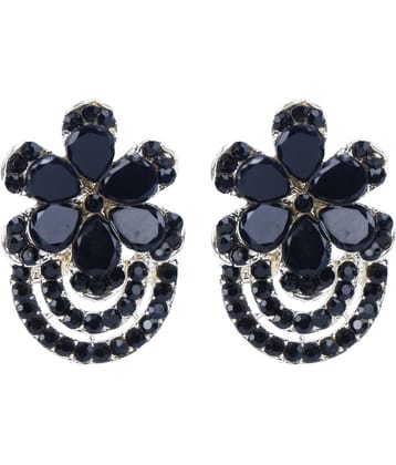 PUJVI - Black Stud Earrings ( Pack of 1 )