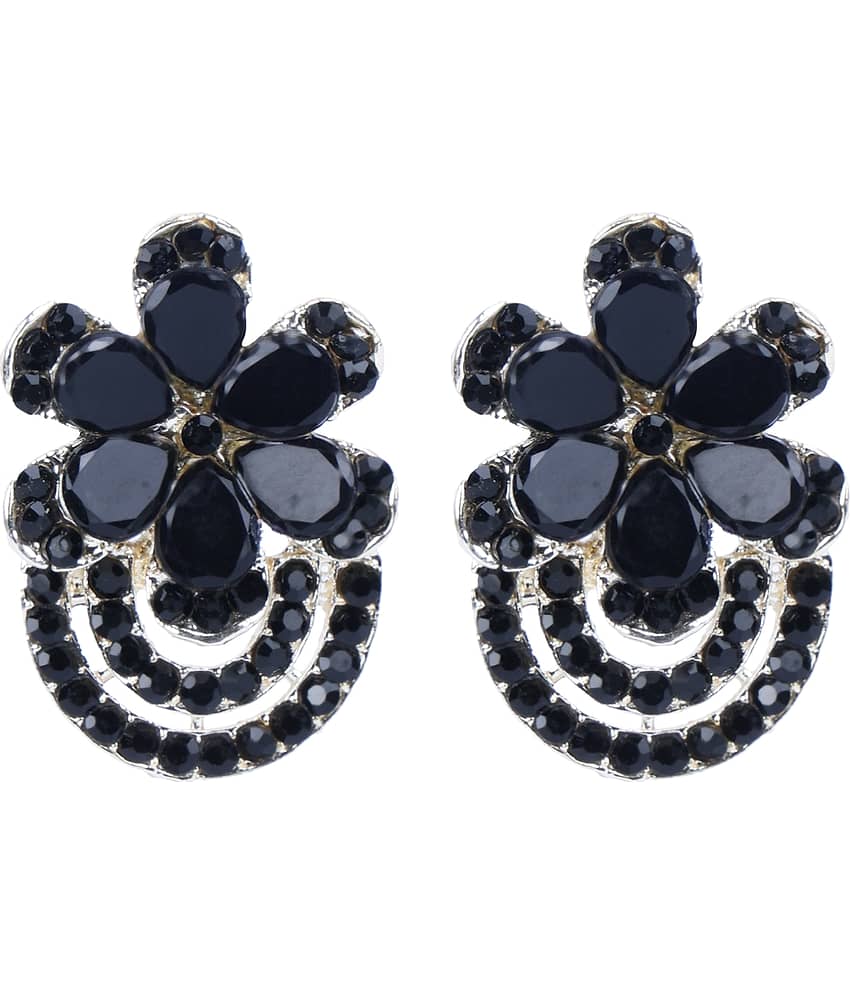 PUJVI - Black Stud Earrings ( Pack of 1 )