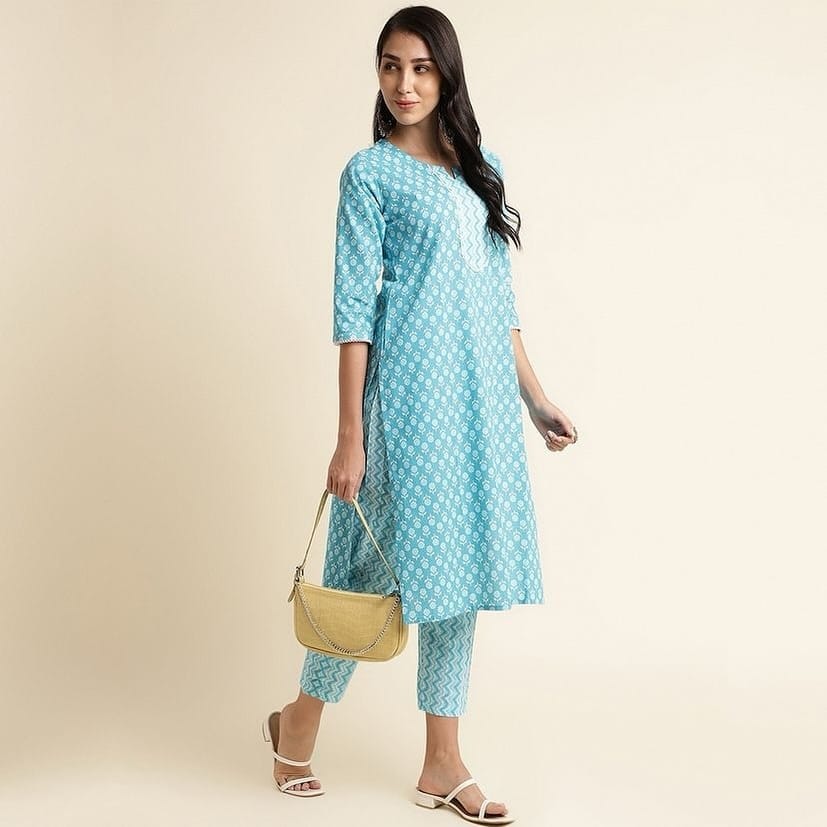 Cotton Floral Printed straight Kurti set