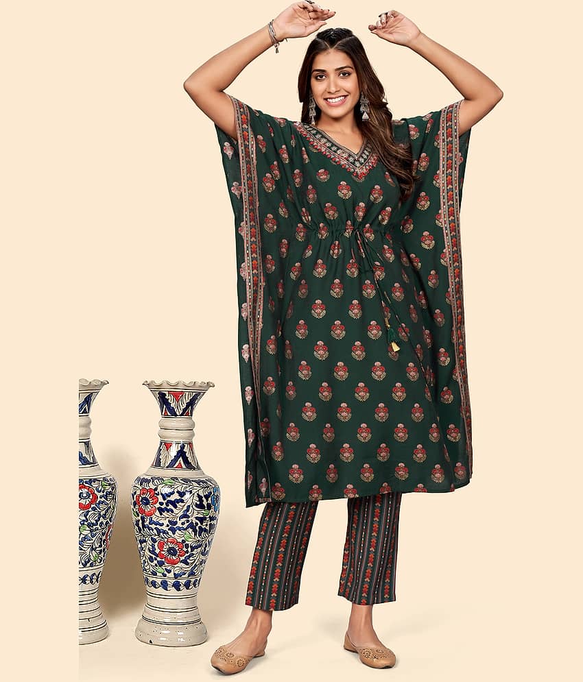Vbuyz Art Silk Kurti With Pants - Stitched Suit Single