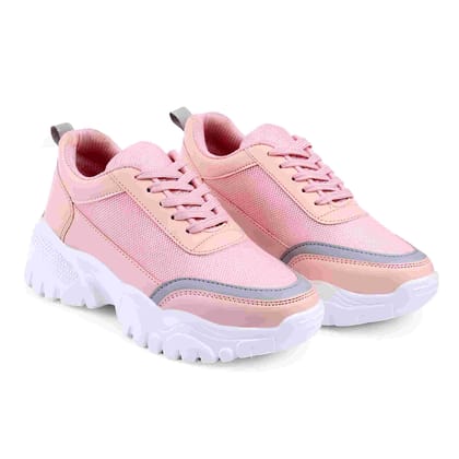 Latest Classy Women s Casual Sneakers Sports Shoes for Girls and Women (Size-39) Pink