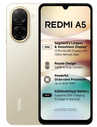 Redmi A5 ( Jaisalmer Gold,  4 GB) (128 GB RAM)