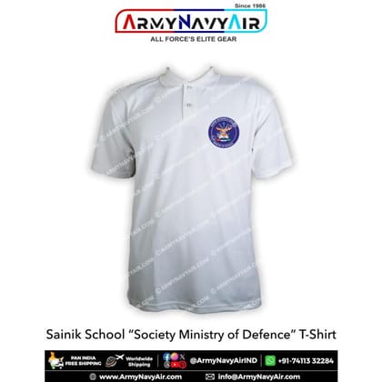 ArmyNavyAir Sainik School T-Shirt (Small) | Premium Ministry of Defence Logo | Casual & Uniform