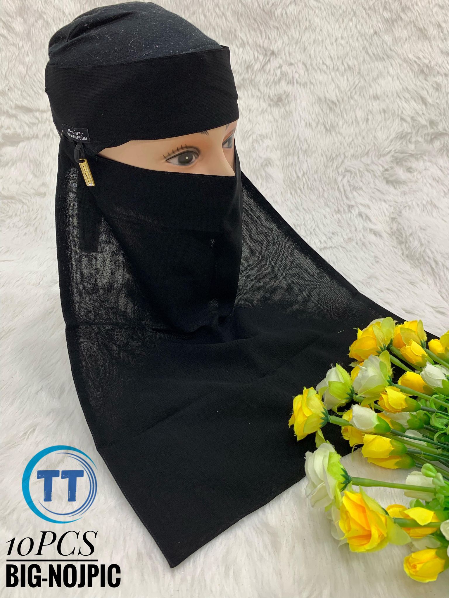 Single Patti niqab with golden Broche