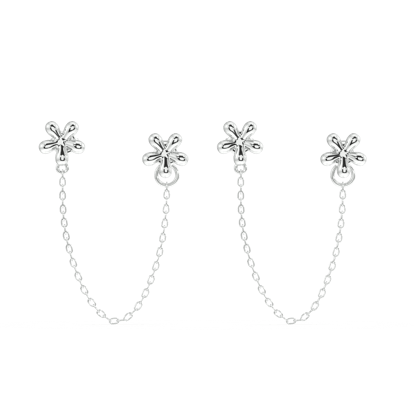 Dainty flower connector - 3 in 1-Rhodium plated