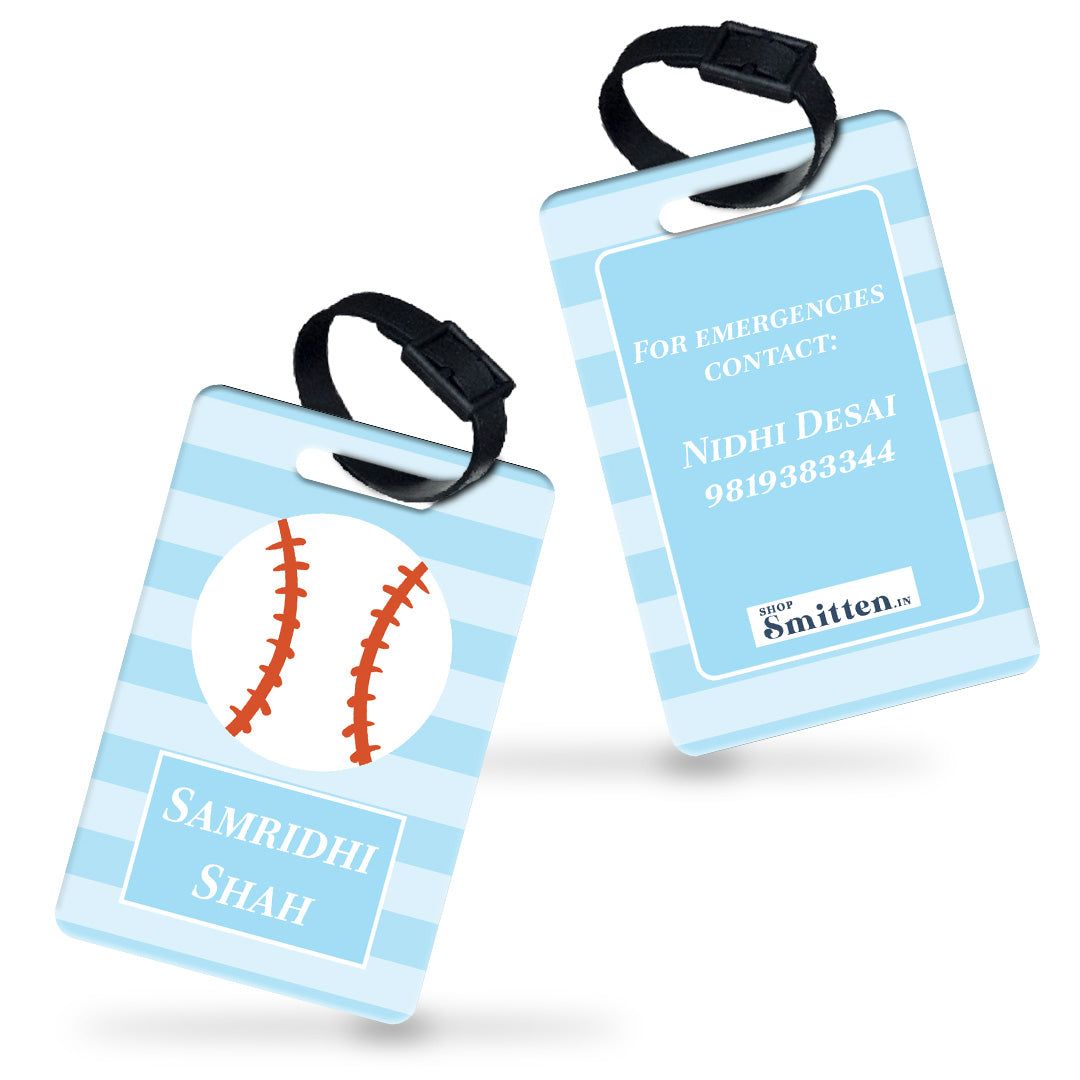 Base Ball Bag Tag (kids)-Base Ball Blue Skies