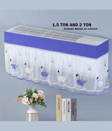 Sahaj Creation Single Poly-Cotton Blue AC Cover for 1.5 Ton Split AC