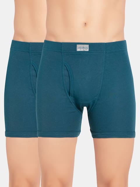 Jockey Men's Super Combed Cotton Rib Solid Boxer Brief 8008 Assorted Pack of 2-M / Assorted