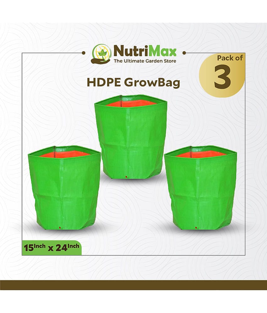 Nutrimax HDPE 200 GSM Growbags 15 inch x 24 inch Pack of 3 Outdoor Plant Bag