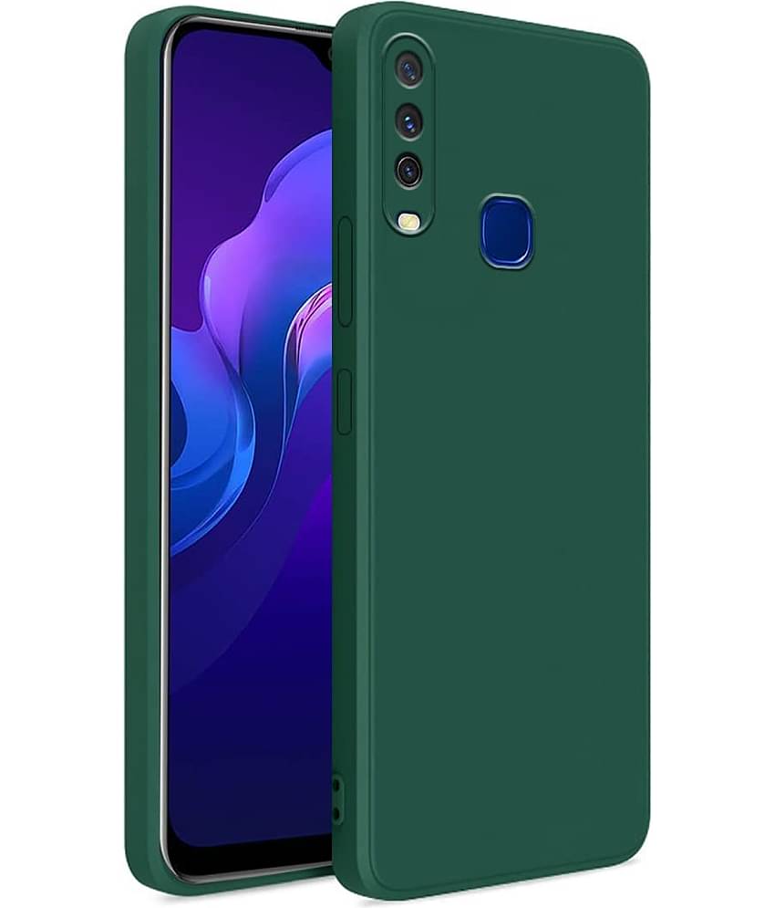 Case Vault Covers - Blue Silicon Plain Cases Compatible For Vivo Y15 ( Pack of 1 )