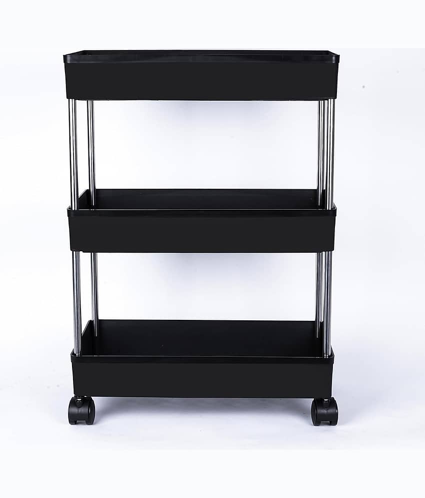 3 Layer Multi Purpose Plastic Trolly With Dish Rack For Fruit & Vegetable Storage Basket For Kitchen/Bedroom/Food/Toy/Snack Storage Basket