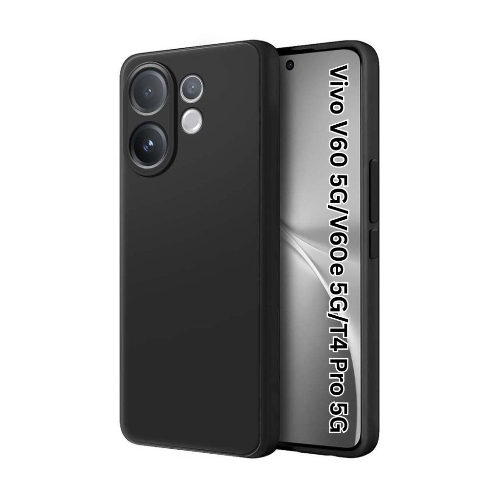 V3Deals Imported OG Silicone Protective Phone Case Compatible for Vivo V60 5G/V60e 5G/T4 Pro 5G, Black, Anti-Scratch, Anti-Fingerprint, Camera Protection