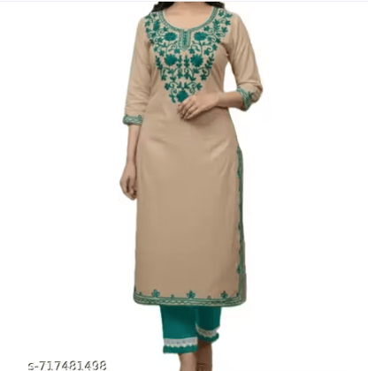 Stylish Beige kurti with floral Embroidery