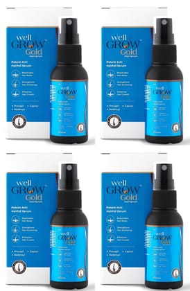 Brinton WellGrow Gold Hair Serum with 3% Redensyl, 5% Capixyl & 2% Procapil | Lightweight, Non-Greasy Formula | Supports Hair Regrowth, Control Hair Fall | For Men & Women | 30 ml (Pack of 4) Brinton WellGrow Gold Hair Serum with 3% Redensyl, 5% Capixyl 