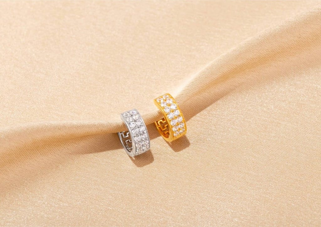 Two Line Boxed Hoop Earring For Men (1 Pc Only)