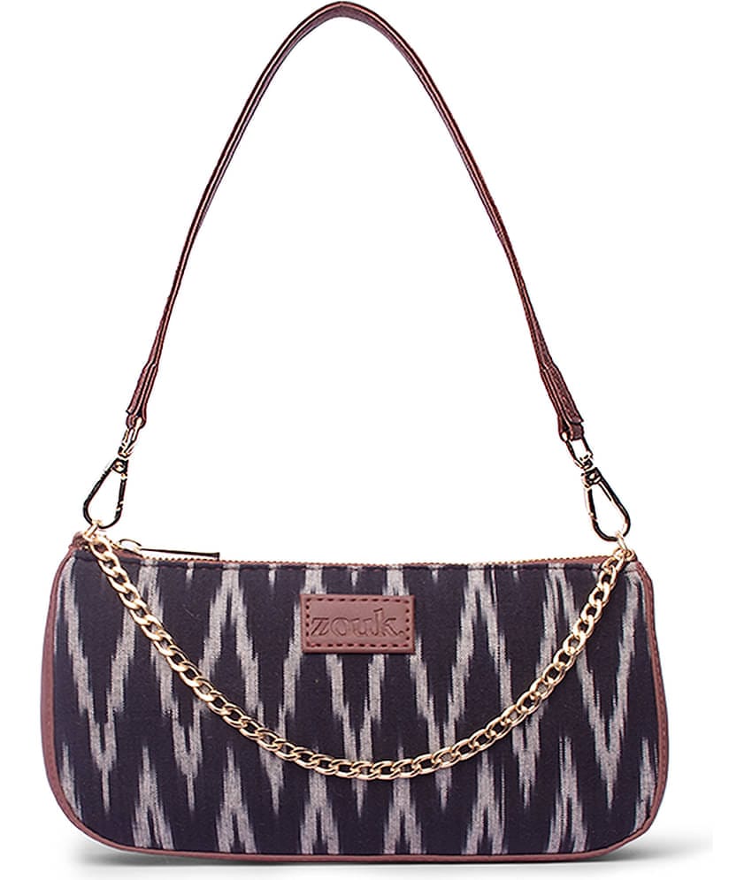 Zouk Shoulder Bag Jute Set of 1 ( Black )