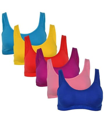 Softskin Pack of 6 Poly Cotton Non Padded Women's Racerback bra ( Multi Color )