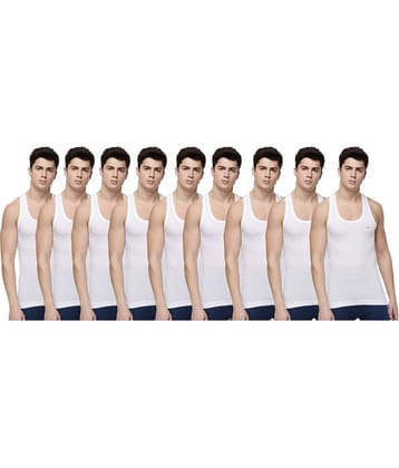 Dollar Lehar Men Combed Cotton Round Neck Vest - Pack of 9 - White