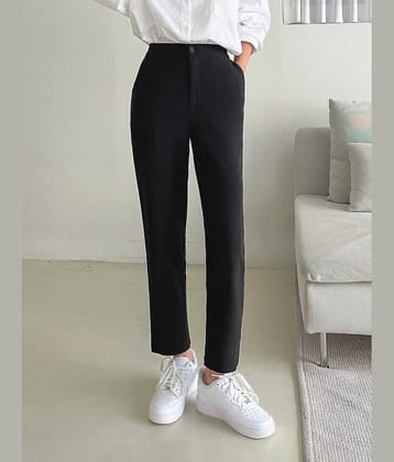 Broadstar Pack of 1 Polyester Straight Women's Casual Pants ( Black )