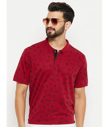XFOX Pack of 1 Cotton Blend Regular Fit Printed Half Sleeves Men's Polo T Shirt ( Burgundy )