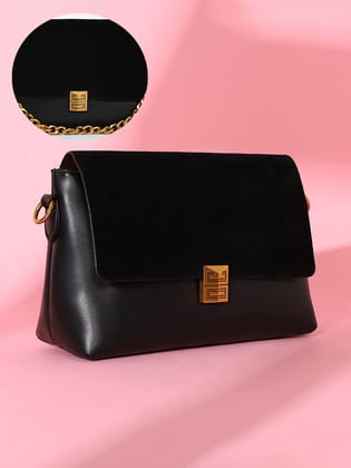 The Velvet Block Shoulder Bag - Midnight Black-Sling Bag